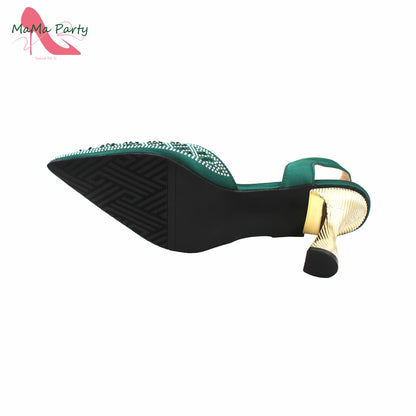 Peach Color New Arrivals Nigerian Women Shoes and Bag Set High Quality Super High Heels for Garden Party