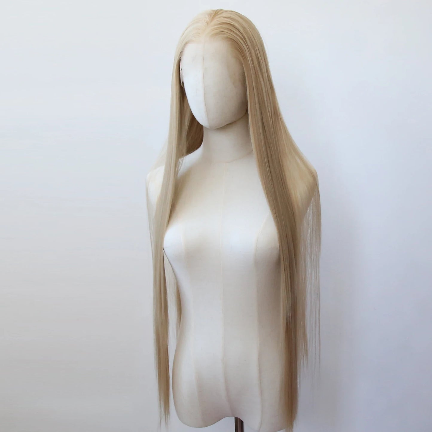 Flaxen Brown Synthetic Lace Front Wig 40inch Long Straight Flax Golden Lace Front Synthetic Wig Pre Plucked Natural Hairline