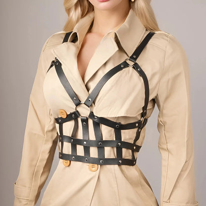 Women Fashion PU Leather Belt Street Style Bondage Body Harness Punk Decorative Harness Gothic Waistband Clothing Accessoreis