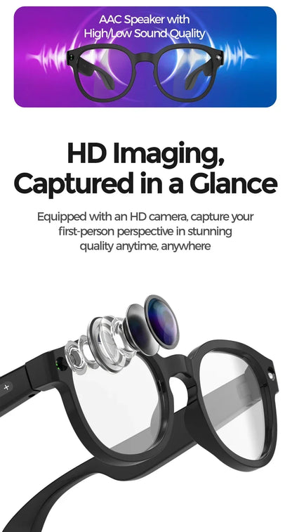 4K AI Smart Glasses with Camera, Anti-Shake Video Recording & WiFi Transmission, Real-Time Translation Smart Glasses