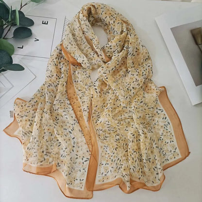 Small Flower Full of Stars Print Women Elegant Chiffon Georgette Bandana Scarf Summer Beach Sunscreen Thin Hijab Shawl
