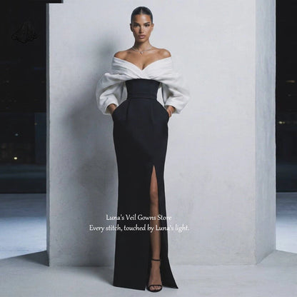 LunaV Contrast Color 2026 Prom Dresses Elegant Off The Shoulder Pleat Mermaid Long Evening Gown Formal Party Dress Customized