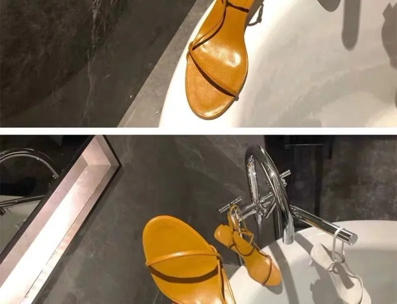 Thin Strap Sandals Women's Summer New with A Single Buckle Strap Womens Shoes Thin Heels with Exposed Toes High-heeled Sandals