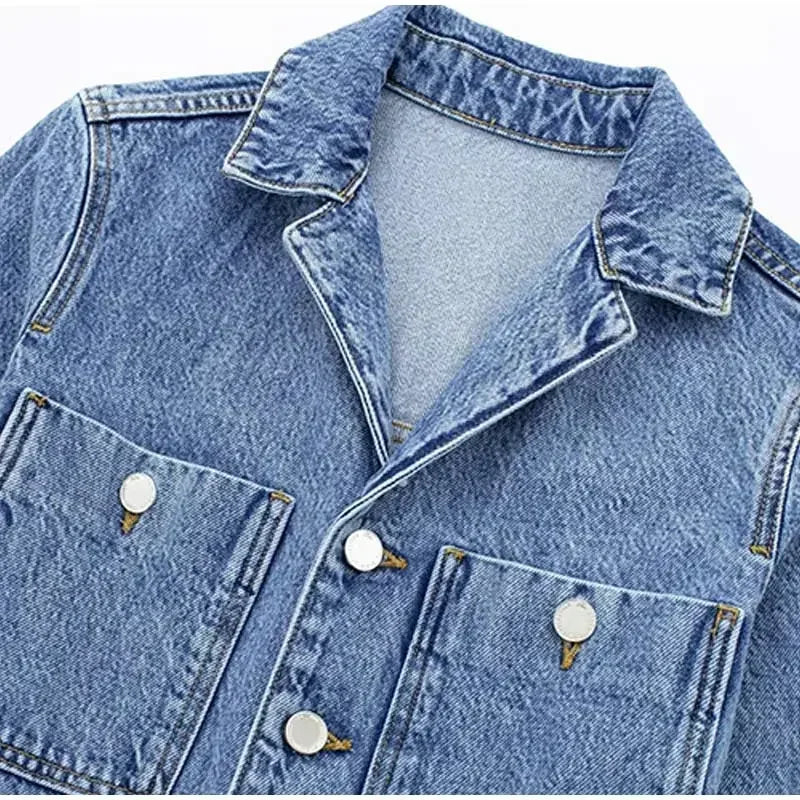 Autumn Denim Jumpsuit for Women Overalls Woman Jean Overalls Long Sleeve Elegant Jumpsuits Y2k Streetwear 2024 Turn Down Collar