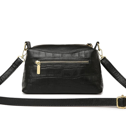 100% Genuine Cowhide Crocod Pattern Luxury Shoulder Bags For Women Designer Solid Color Soft Crossbody Bag Handbags Purses Sac