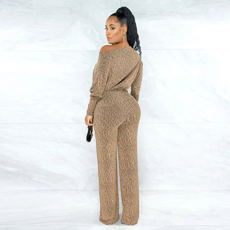 Jumpsuits Women 2022 Spring Long Sleeve High Waist Loose Belt Wide Leg Jumpsuit Elegant Office Ne Piece Outfit Party Overalls