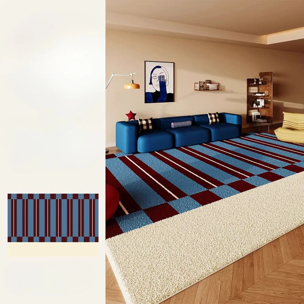 Retro Style Rugs for Bedroom Large Area Living Room Decoration Anti-slip Carpet Thick Plush Floor Mat Fluffy Soft Cloakroom Rug