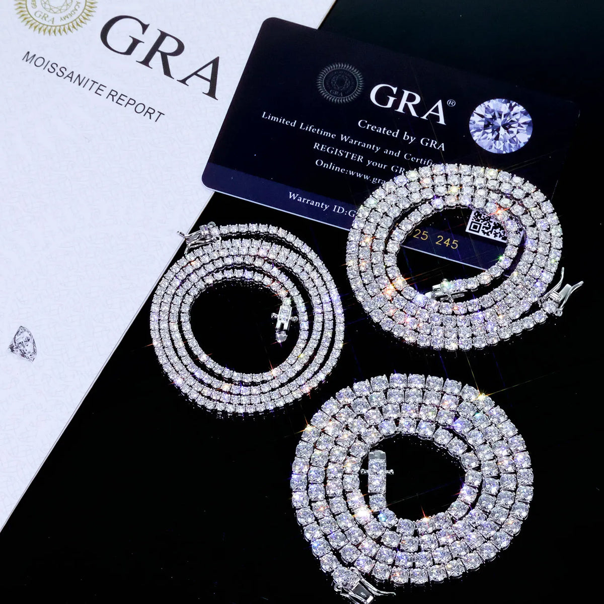 Luxur Jewelry 925 VVS 2/3/4/5MM Width Moissanite Tennis Necklace Pass Diamond Test Bling Iced Sterling Silver Chain with Gra