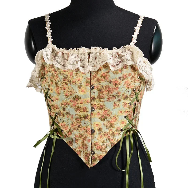 Lolita Tanks Corset Sexy Slimming Bandage Shapewear Women Evening Party Elegant Retro Bustier Top Streetwear Woman Clothes
