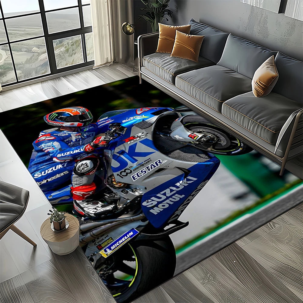 2025 Racing Car S-SUZUKI Logo Motorcycle Carpet Rug for Bedroom Living Room Home Sofa Decoration,kids Play Decor Floor Mat Gift