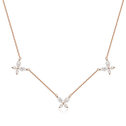 Smyoue 18K Plated Marquise Cut Moissanite Necklace Pendant for Women Girls Gift Lab Diamond Chain 925 Sterling Silver Jewelry