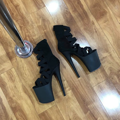 Sexy Strip Pole Dance Rome Crossdresser High Heel Nightclub Sexy Cool Boots 15cm Hate High Exotic Walking 20cm Platform Female