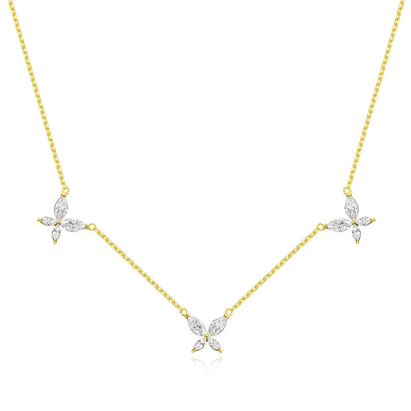 Smyoue 18K Plated Marquise Cut Moissanite Necklace Pendant for Women Girls Gift Lab Diamond Chain 925 Sterling Silver Jewelry