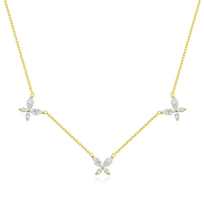 Smyoue 18K Plated Marquise Cut Moissanite Necklace Pendant for Women Girls Gift Lab Diamond Chain 925 Sterling Silver Jewelry