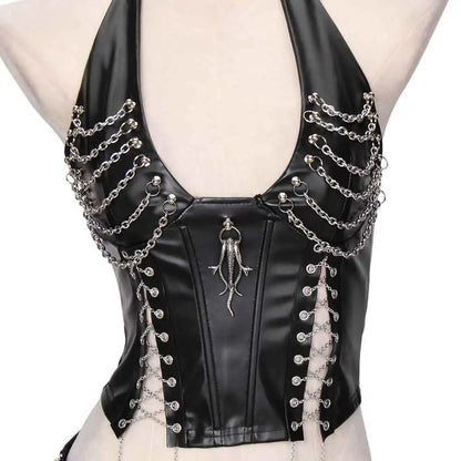 Goth Top Y2K Clothes Women's Tanks Emo Clothing Gothic Boho Tops with Spikes Punk Rock Teens Festival Spiked Bra Grunge T Shirt