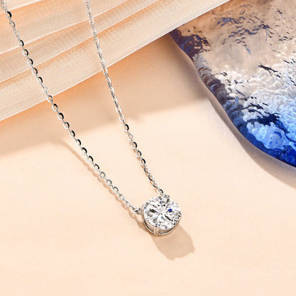 ATTAGEMS Necklace For Woman Pendant Moissanite Diamond 6.5mm 1CT 925 Silver Necklace For Women Chains Party Bridal Fine Jewelry