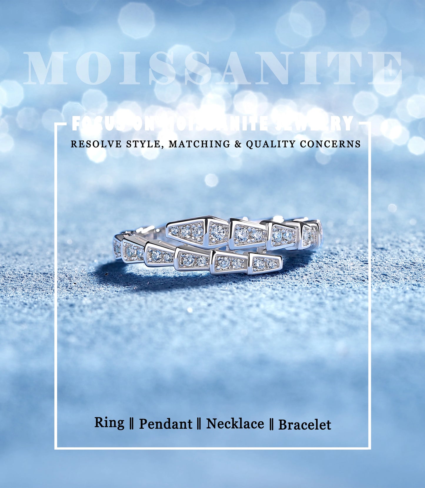 0.37CTW Luxury S925 Silver Moissanite Ring for Women Stackable Eternity Band Engagement Jewelry