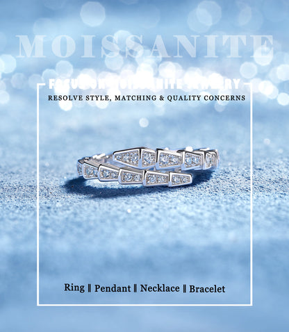 0.37CTW Luxury S925 Silver Moissanite Ring for Women Stackable Eternity Band Engagement Jewelry