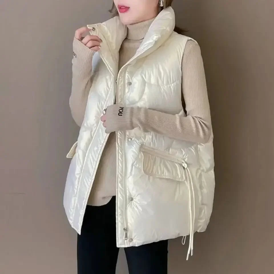 Down Waistcoat Woman Half Quilted Loose Short Winter Clothing Puffer Vest for Women Casual New Outerwear Insulated Coats on Sale