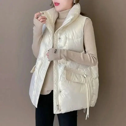 Down Waistcoat Woman Half Quilted Loose Short Winter Clothing Puffer Vest for Women Casual New Outerwear Insulated Coats on Sale