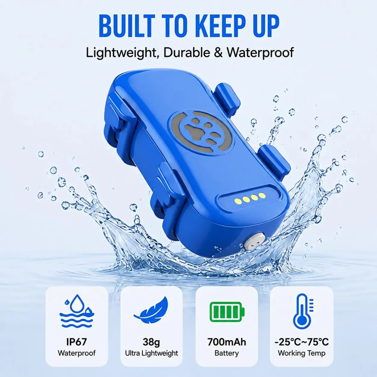 GPS Dog Cat 4G Tracker Built-in SIM with Real-Time Tracking Device, WiFi Home Positioning, IP67 Waterproof, Plan Required