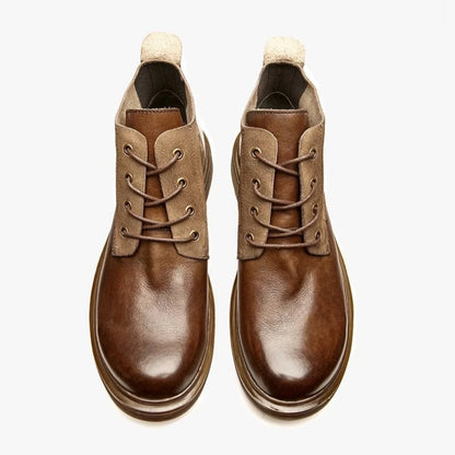 New Handmade Men Ankle Cow Real Leather Shoes Autumn Winter Outdoor Tooling Boots Business Vintage British Motorcycle Boots