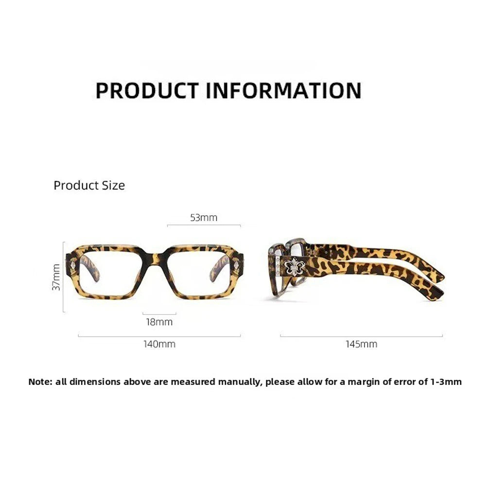 Retro Gothic Square Optical Glasses With Metal Fleur-de-lis Ornament Unisex Fashion Eyeglasses Anti Blue Light Computer Eyewear