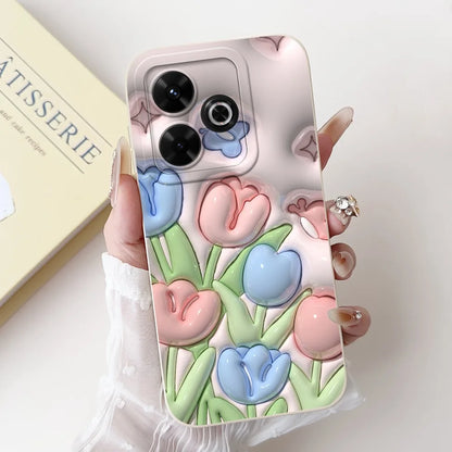 Casing For Redmi 13 Case 13 5G Cute Cat Fashion Luxury Flowers Silicone Shockproof Back Cover For Redmi 13 5G Phone Case Bumper