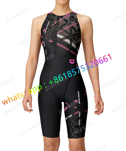 NEW Women One Piece Swimwear Knee Length Swimsuit Bodysuit Swimming Pool Sports Professional Training Comfortable Swimwear 2023