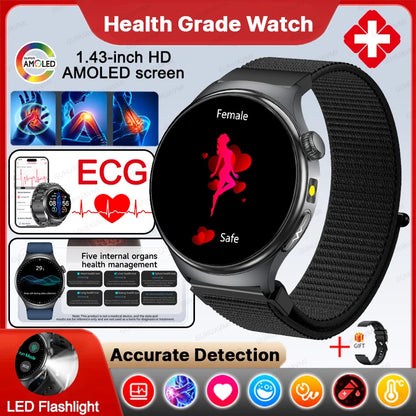 New Upgraded Heart Health Check Smart Watch Uric Acid Five Organ Examination Blood Pressure BT Call ECG smart watches Man 2026