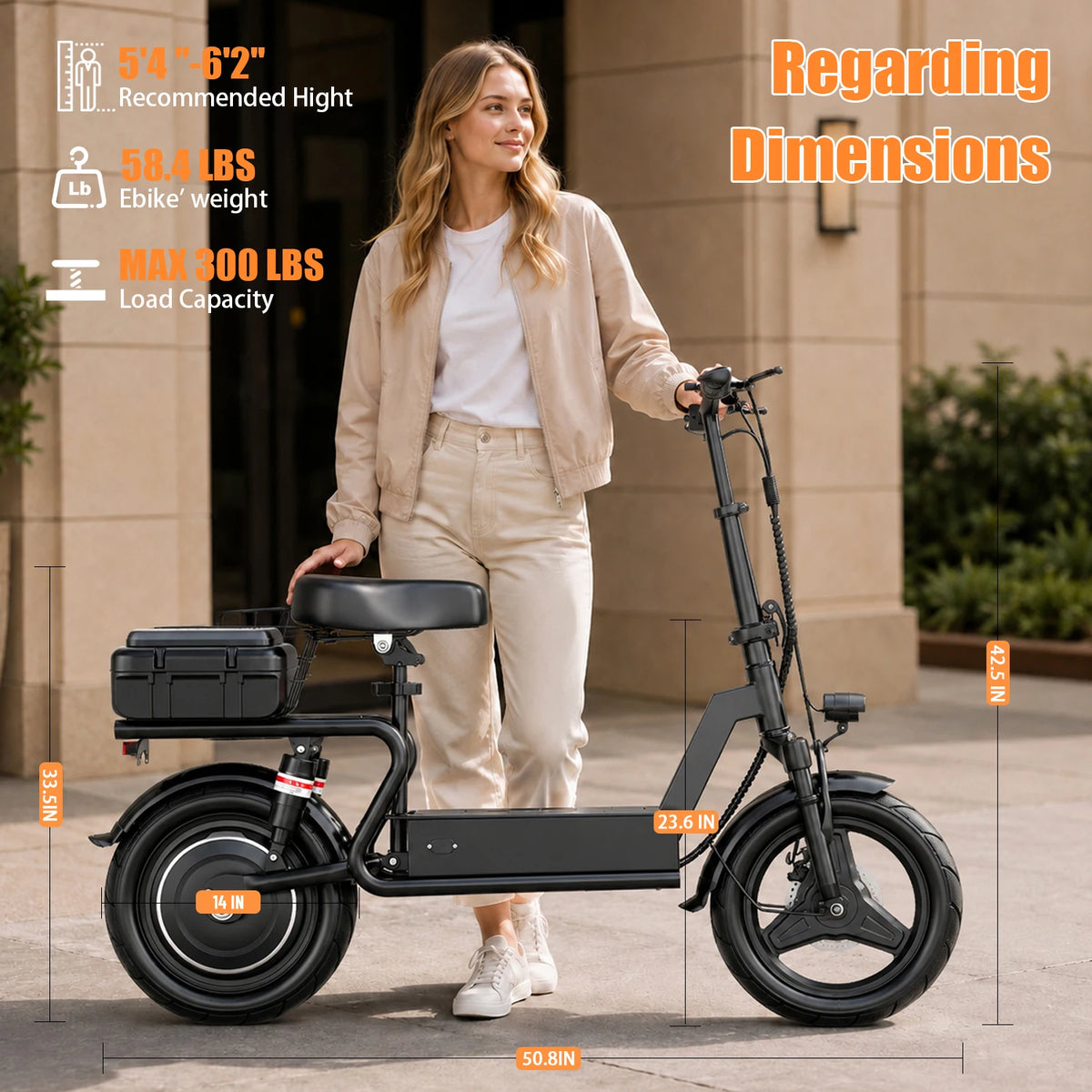 ASKGO Electric Scooter with Seat, 1000W Peak, 25MPH Top Speed, 35 Miles Range with 15Ah Battery, 14" Foldable Adult E Scooter, Dual Suspension & Dual Brake, Waterproof Rear Storage Box for Commuting and Shopping