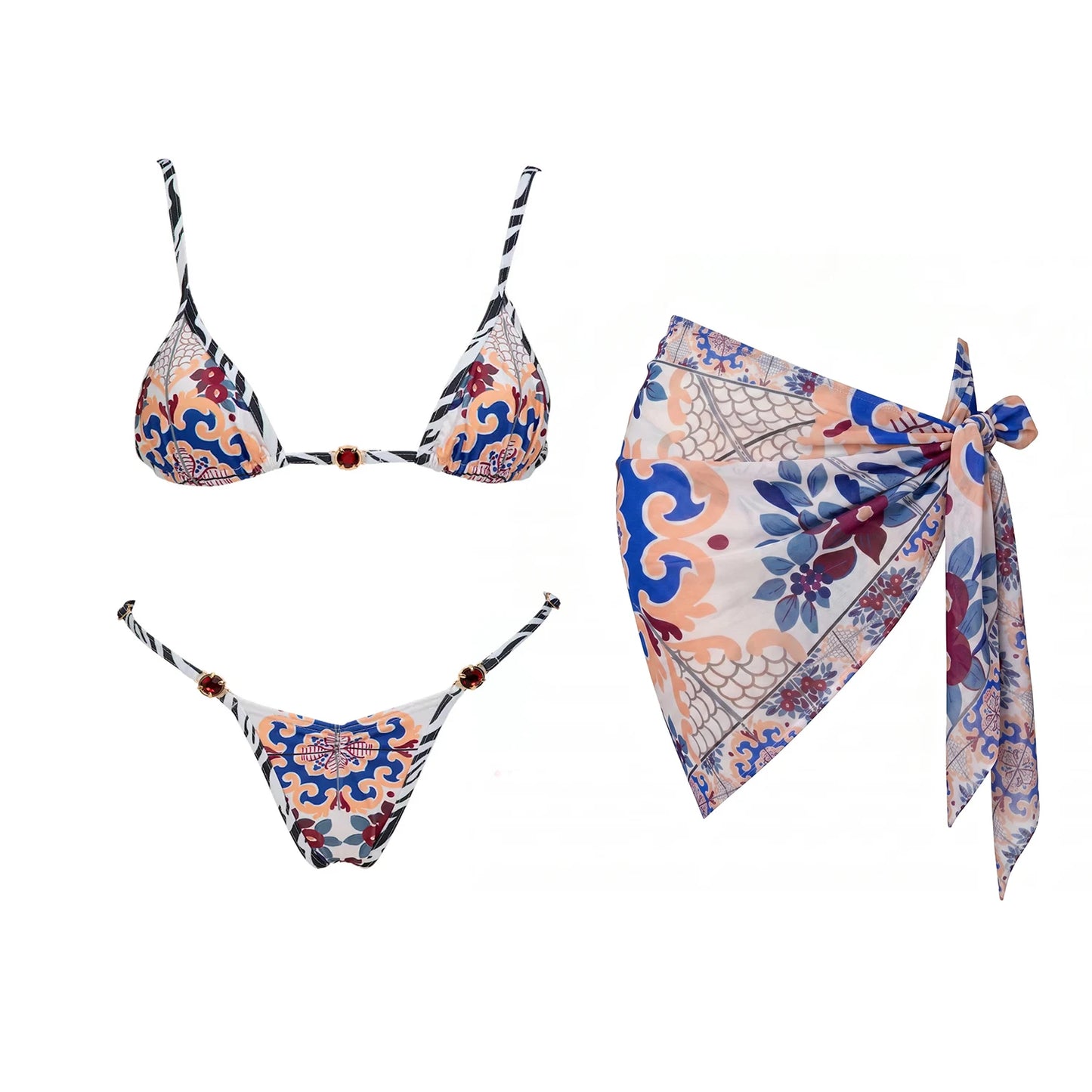2026 New 2Pcs Solid Swimsuit Bandeau Biquini Sexy Bikini Women Swimwear Push Up Swim Suits Female Sarong Bathingsuit Beachwear