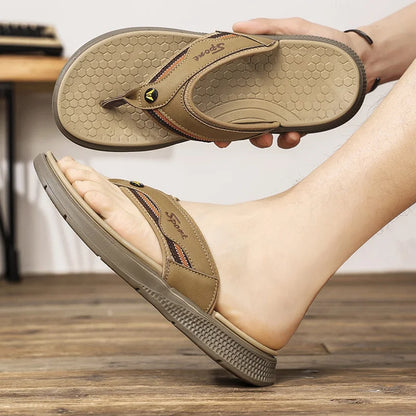 Men's One-Strap Sandals Anti-Slip Soft-Soled Male Slippers Comfortable Slides Everyday Slip-On Sandals Leisure Walk Flip-flops