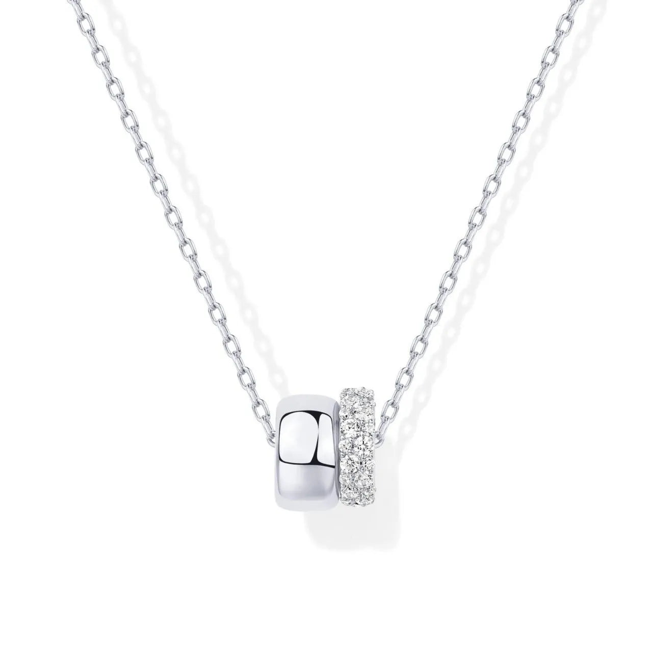 Fashion Light Luxury Diamond Double Circle Small Waist Pendant Fashion All-match Collarbone Chain Women Necklace Jewelry