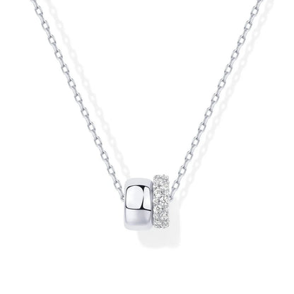 Fashion Light Luxury Diamond Double Circle Small Waist Pendant Fashion All-match Collarbone Chain Women Necklace Jewelry