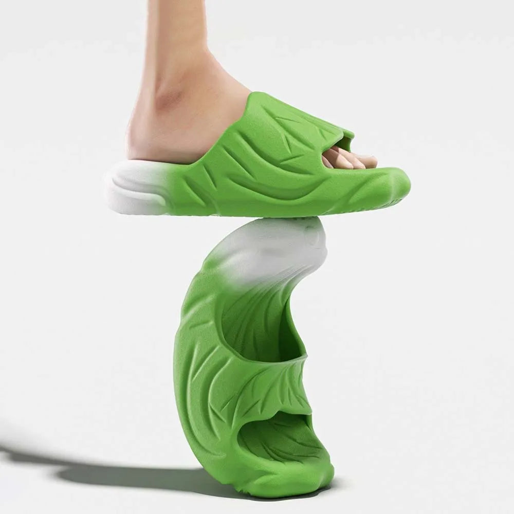 SHAJI Cute Cartoon Vegetable Cabbage Slides Unisex Couple Cloud Slippers EVA Thick Platform Cozy Non Slip Footwear Summer Indoor