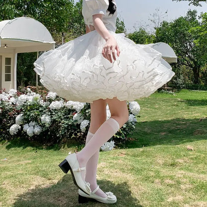 Multi-layer Ruffled Petticoats For Women Fluffy Bubble Skirt Crinoline Underskirt No Hoop Boneless Lolita Puffy Skirt Mini Skirt