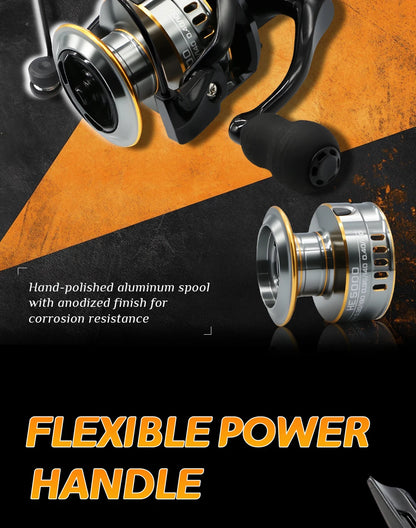 Rooblinos HE Spinning Reels Ultralight Metal 5.2:1 Gear Ratio 1000-7000 Saltwater Or Freshwater Big Max Drag Fishing Reels