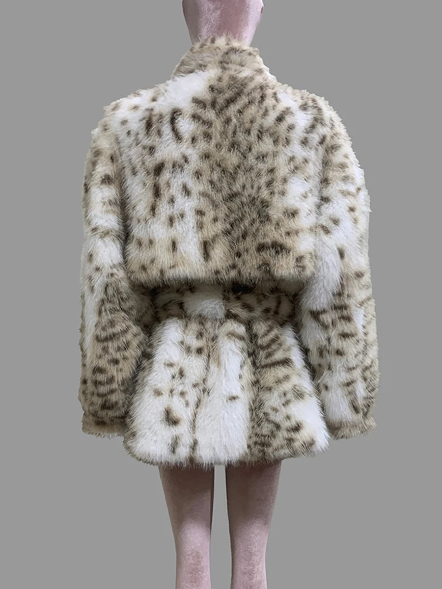 Nerazzurri Autumn Winter Colorful Oversized Thick Warm Hairy Faux Lynx lynx Fur Coat Women Sashes Luxury Fluffy Jacket Clothes