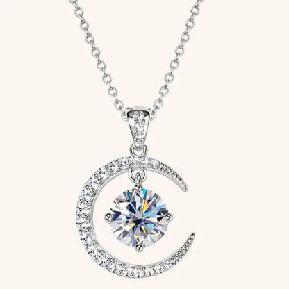 2CT D Color Moissanite Star Moon Pendant Necklace For Women 925 Sterling Silver Luxury Sparkling Jewelry Party Gift