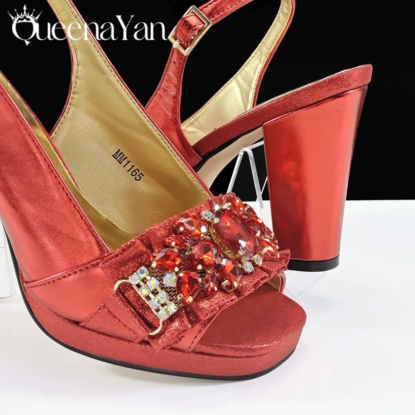 Queena Yan New Arrival Mature Elegant Silver Color Rhinestore Design Party Wedding Lady Shoes and Bag Set for Platform Design