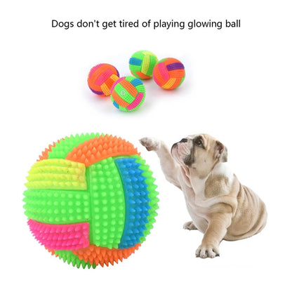 Dog Chew Toys for Small to Large Breed Dogs Squeak Glowing Balls Non-Toxic Rubber for Puppy Clean Teeth Relieve Boredom