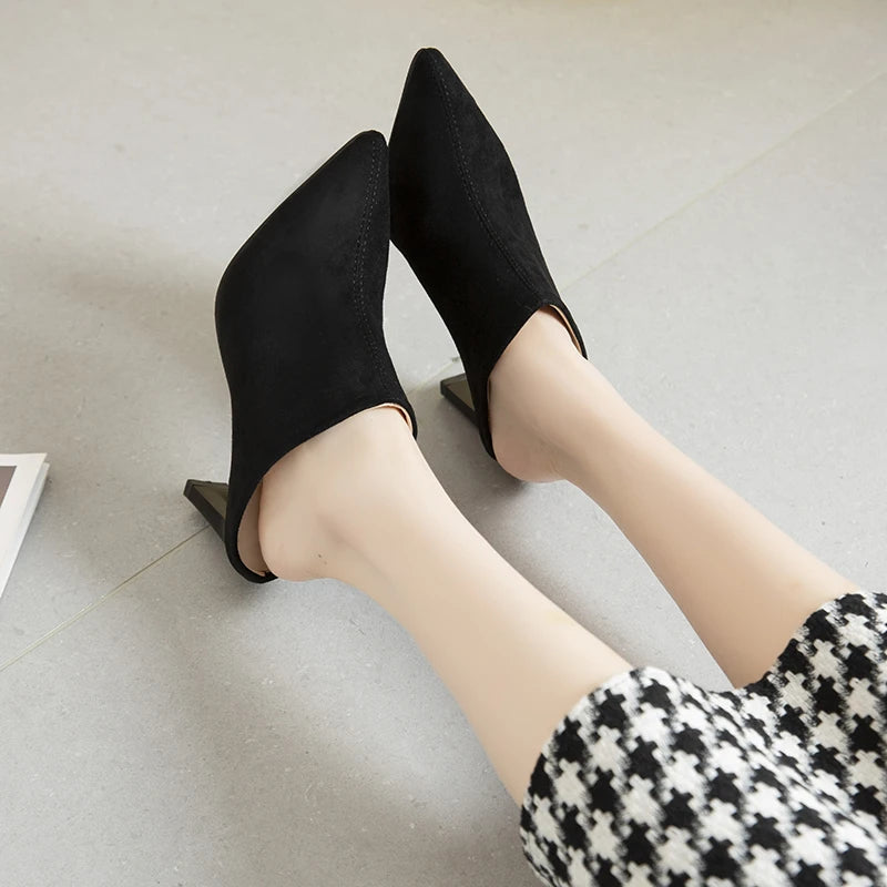 2022 Spring Summer Women Designer Shoes Pointed Toe Mules Slippers Ladies Luxury Brand High Heel Sandals