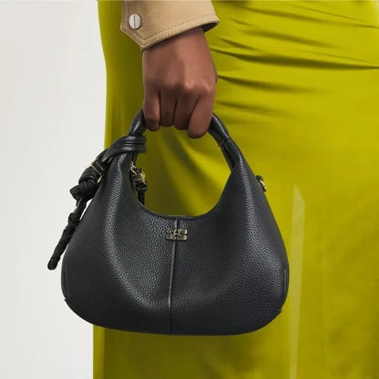 Designer Luxury Hobo Bag Women Faux Grained Leather Mirror Hangtag High Quality Handbag 2026 Trend Twisted Knot Crossbody Bag