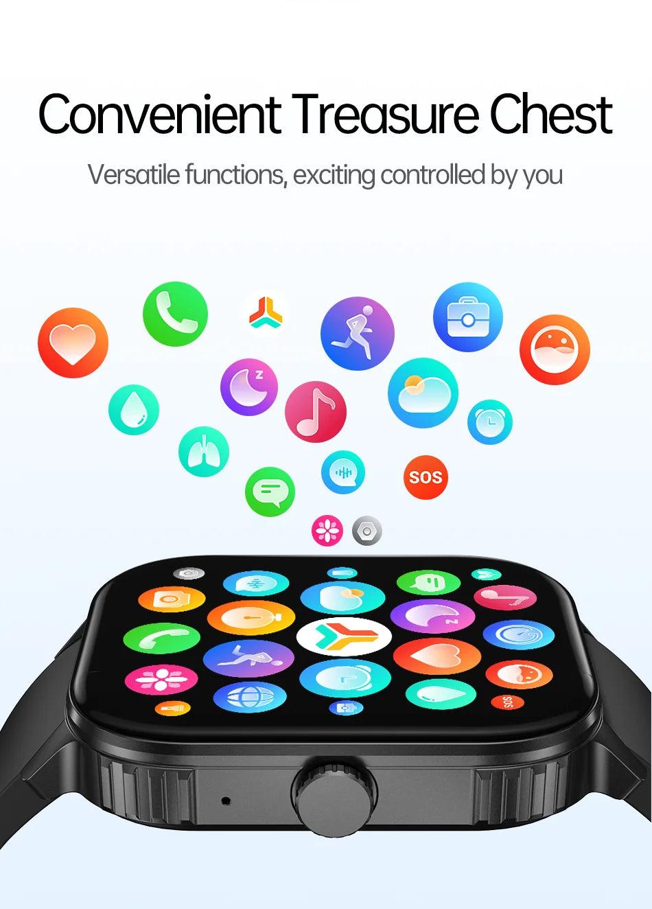 2026 1000mAh Large Battery 2026 New 2.04" HD Display Health Monitor Smart Watch Bluetooth Call IP68 Waterproof Sports Smartwatch