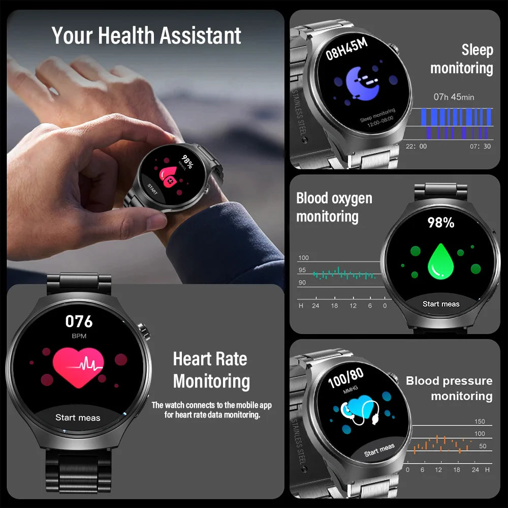 LAXASFIT 1.52" HD Smart Watch Game Dial Dynamic Dial Bluetooth Call Voice Assistant Fitness Tracker Wireless Charging