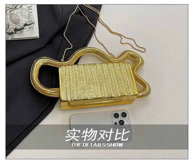 2026 Luxury Designer Women's Shoulder Bags Silver Evening Clutch Bag Trend Clip Party Purse Fashion Crossbody Handbag
