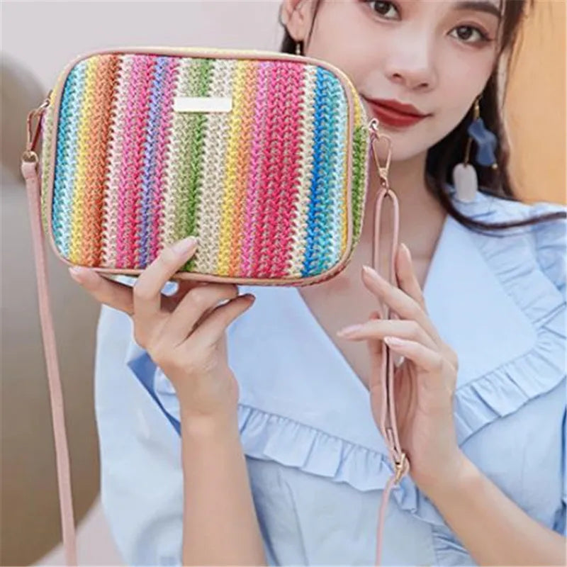 Trendy Ladies Bags, Fashionable and Artistic Weaving, Multi-color Straw Woven Bags, Ethnic Style Crossbody Bags, Women's Bags