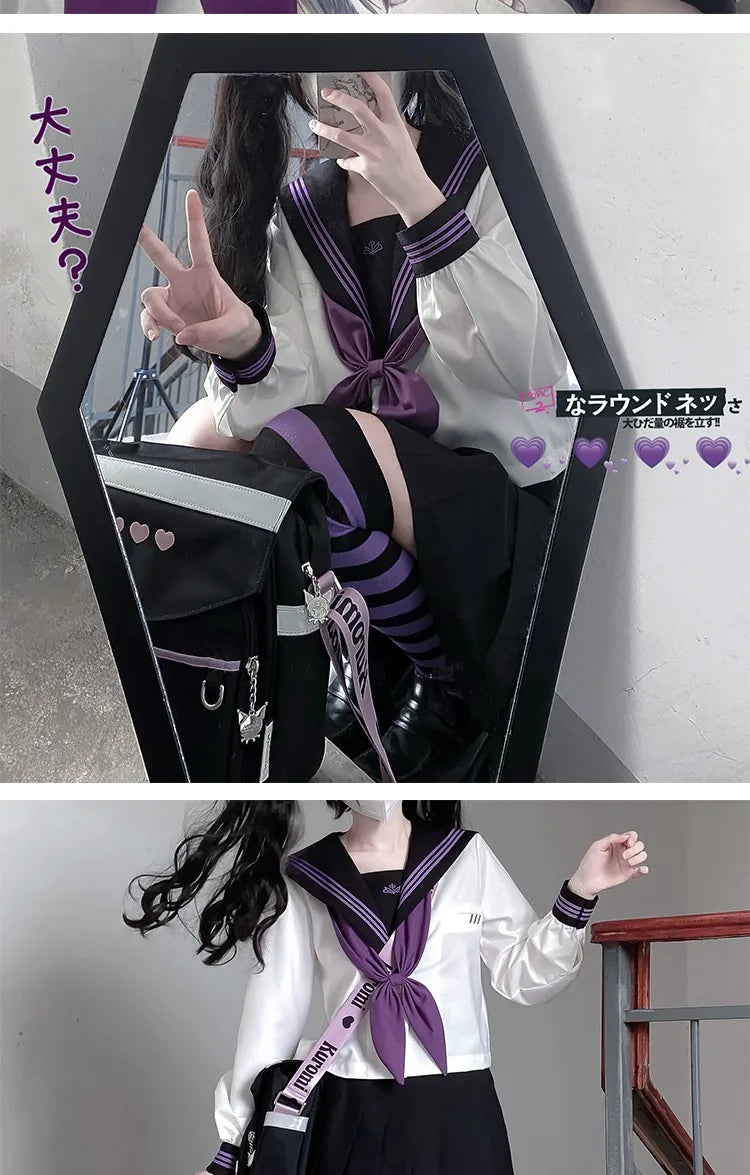 jk uniform Japanese student JK sailor suit long-sleeved intermediate suit Cosplay-Friendly Uniform Cute Japanese Style Uniform