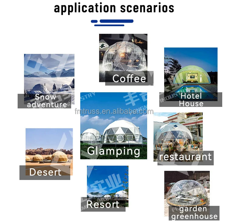 Luxury Modern Transparent PVC Four-Season Custom Garden Hotel Igloo Glamping House Geodesic Dome Tent